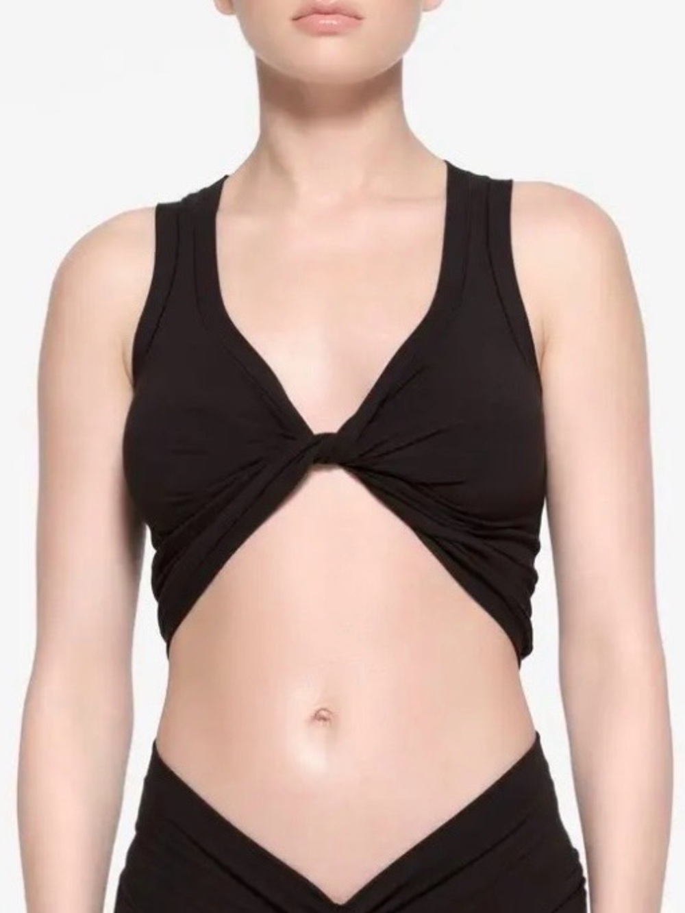 RARE SKIMS Cotton Twist Cropped Tank Top in ‘Soot’